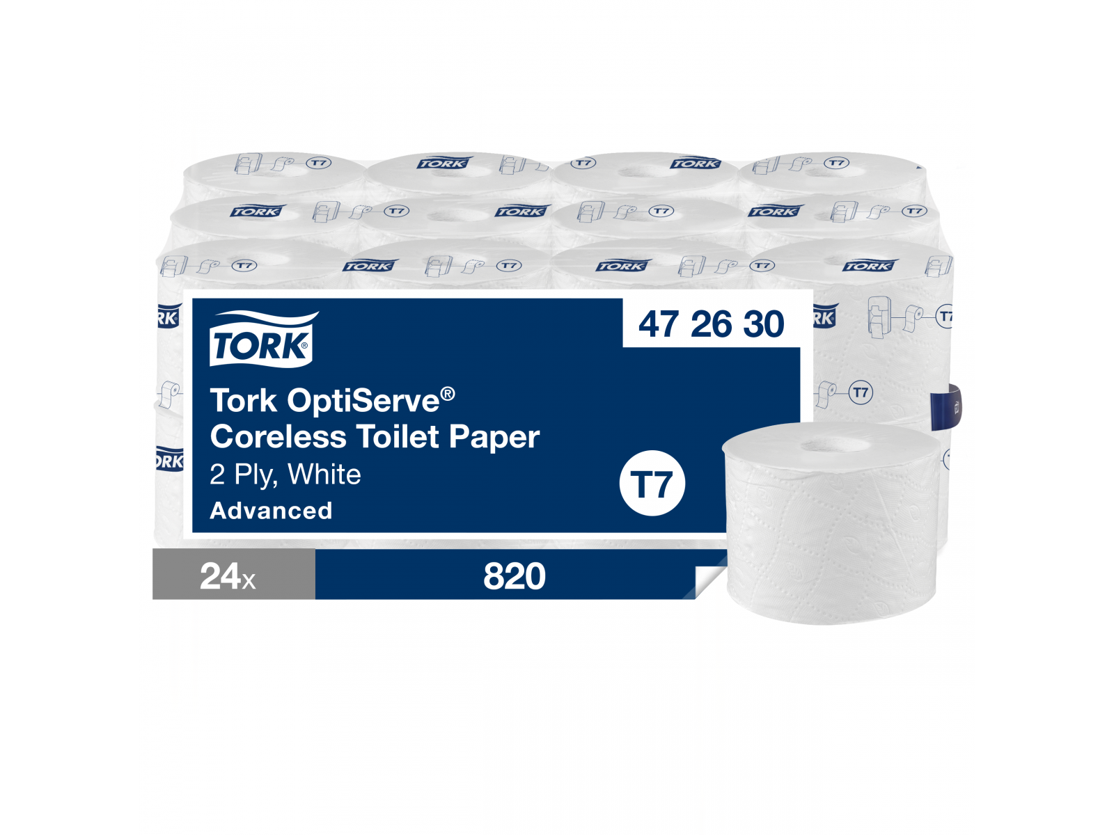 Papier toaletowy bez gilzy Tork OptiServe 472630 T7 Advanced x24